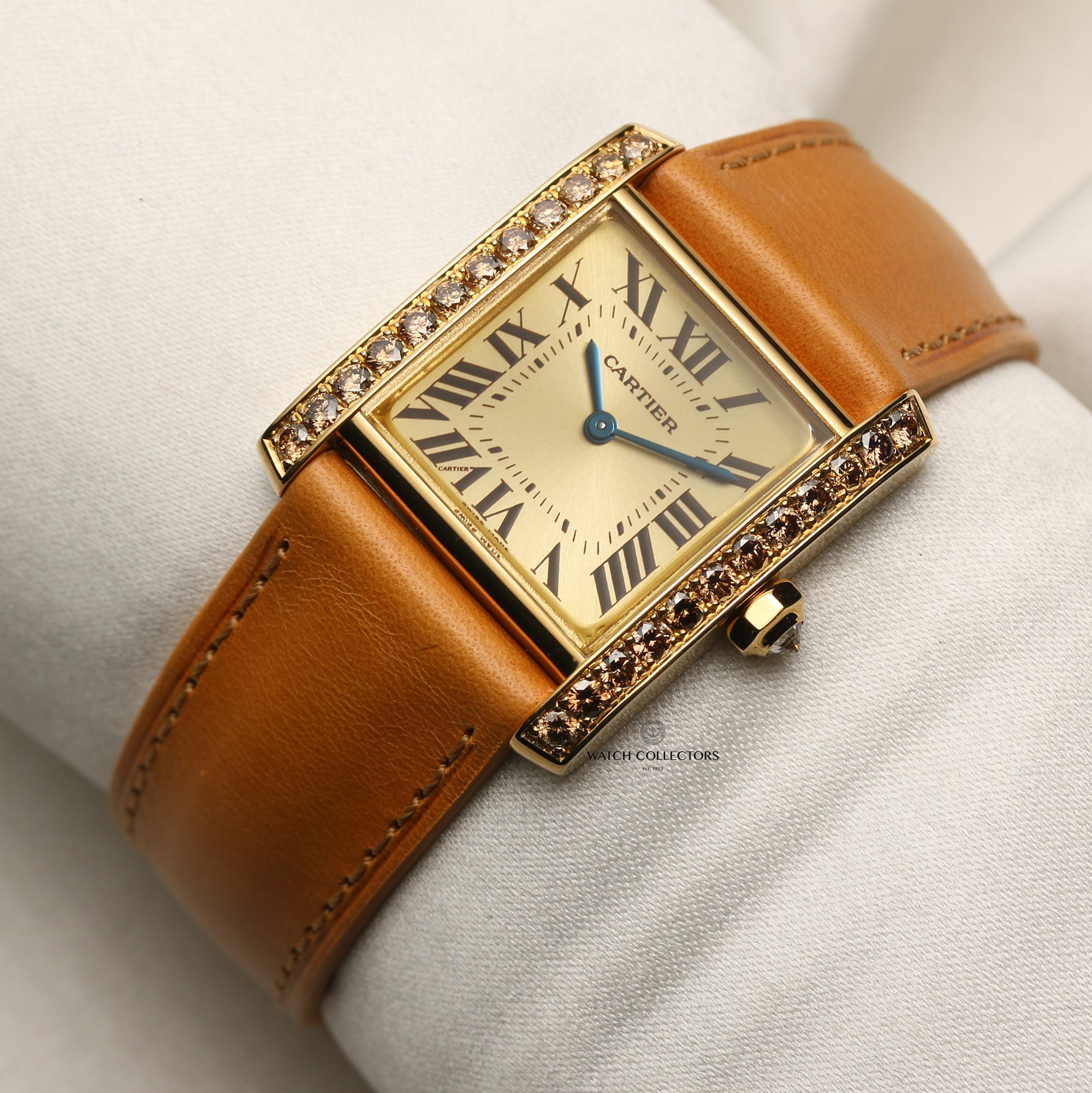 Cartier Tank 18K Yellow Gold Diamond Second Hand Watch Collectors 3