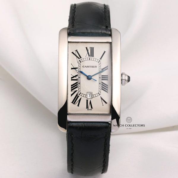 Cartier-Tank-Americaine-18K-White-Gold-1741-Second-Hand-Watch-Collectors-1