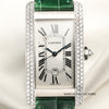 Cartier Tank Americaine 18K White Gold Diamond Bezel Second Hand Watch Collectors 2