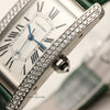 Cartier Tank Americaine 18K White Gold Diamond Bezel Second Hand Watch Collectors 5