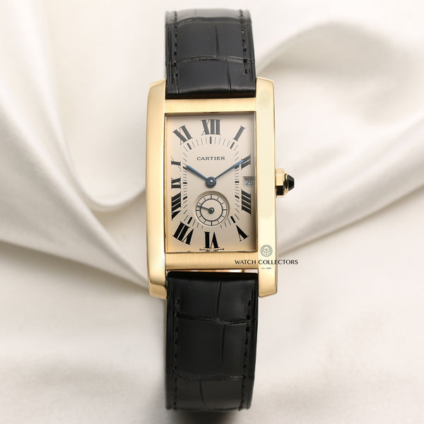 Cartier Tank Americaine 18K Yellow Gold Second Hand Watch Collectors 1