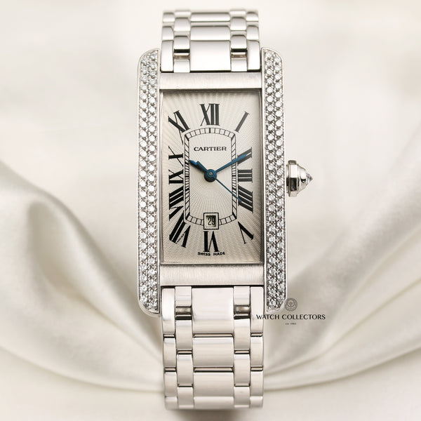 Cartier Tank Americaine Double Row Diamond Bezel 09MG Second Hand Watch Collectors 1