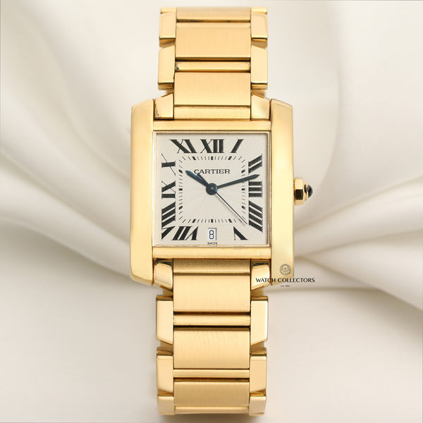 Cartier Tank Francaise Gents 18K Yellow Gold Second Hand Watch Collectors 1