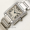 Cartier Tank Francaisse 18K White Gold Diamond Bezel Second Hand Watch Collectors 4