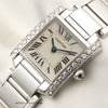 Cartier Tank Francaisse 18K White Gold Diamond Bezel Second Hand Watch Collectors 4