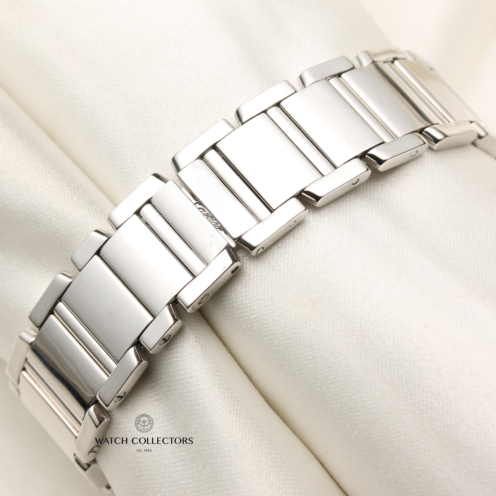 Cartier Tank Francaisse 18K White Gold Diamond Bezel Second Hand Watch Collectors 9