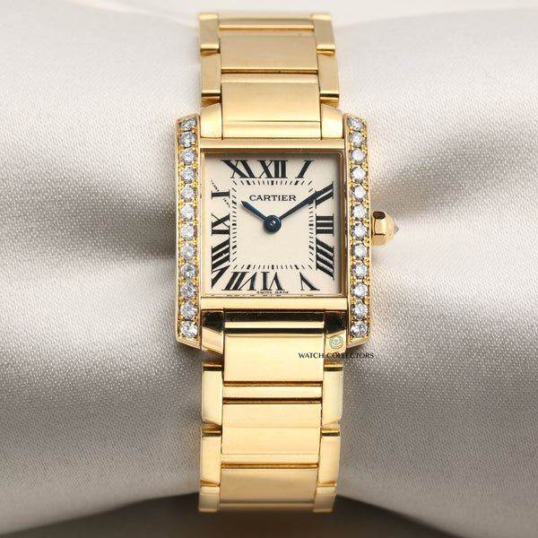 Cartier Tank Francaisse 18K Yellow Gold Diamond Bezel Second Hand Watch Collectors 1