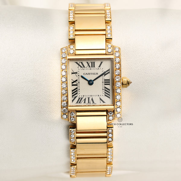 Cartier Tank Francaisse 18K Yellow Gold Diamond Second Hand Watch Collectors 1