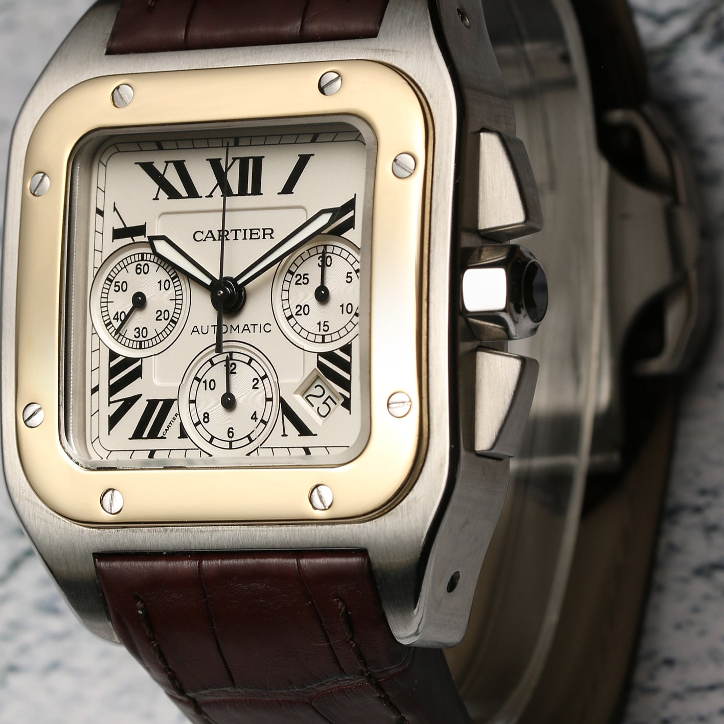 Cartier Tank Santos XL Steel & Gold Second hand Watch Collectors 13