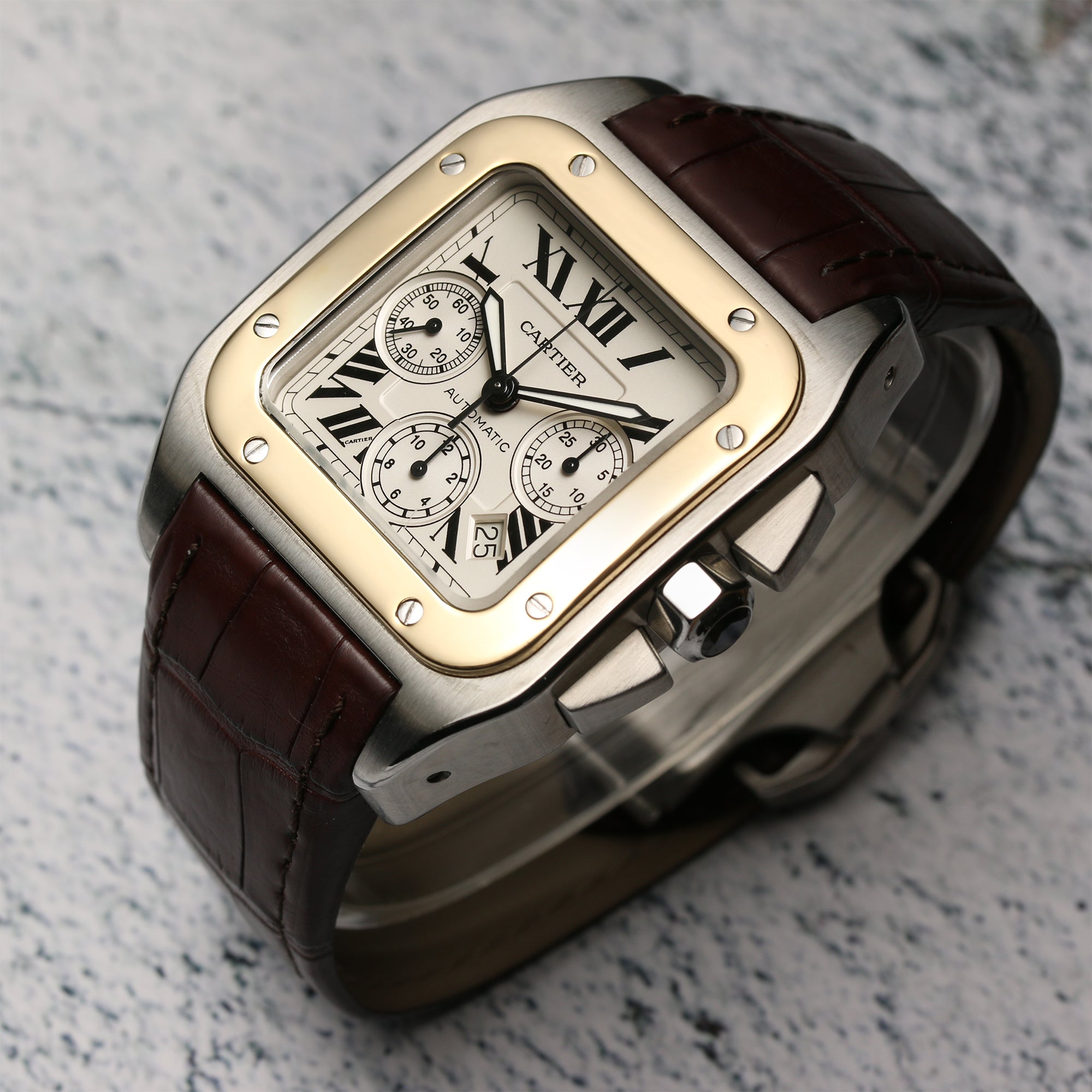 Cartier Tank Santos XL Steel & Gold Second hand Watch Collectors 3