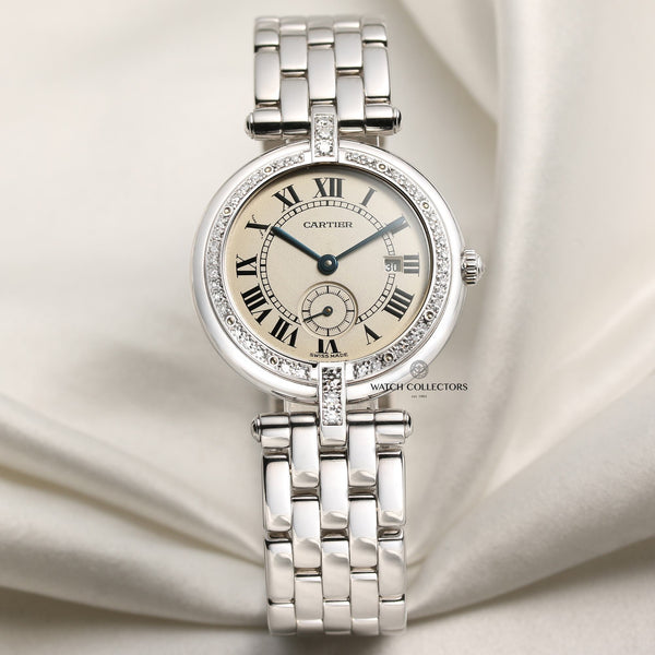 Cartier Vendome 18K White Gold Diamond Second Hand Watch Collectors 1