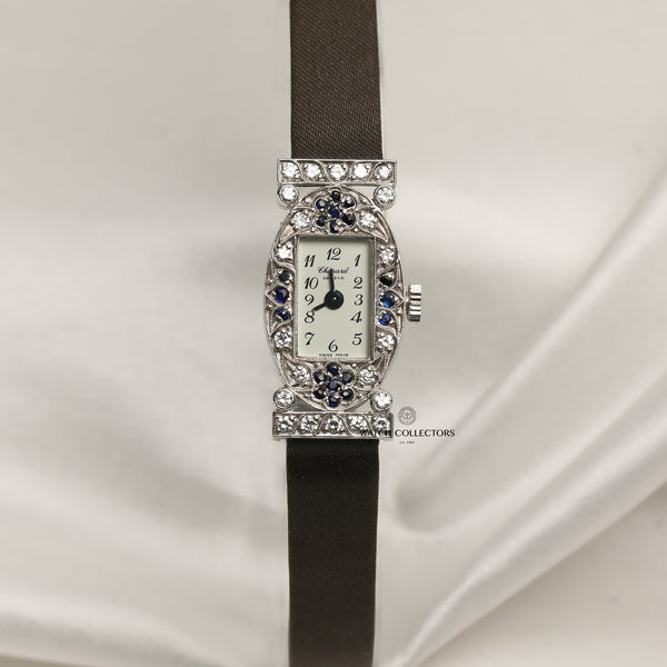 Chopard 18K White Gold Diamond & Sapphire Second Hand Watch Collectors 1