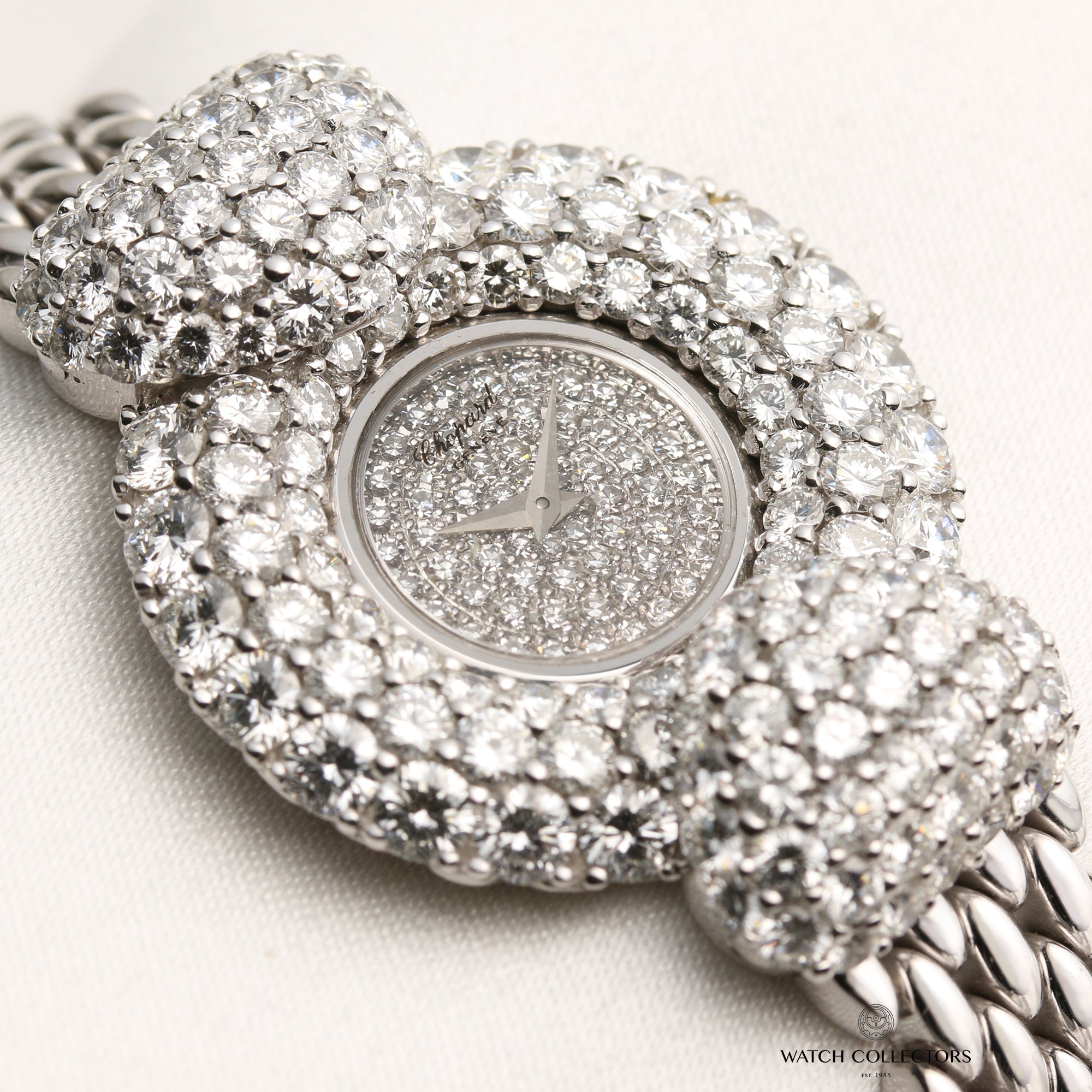 Chopard 18K White Gold Pave Diamond Dial Bezel Second Hand Watch Collectors 5