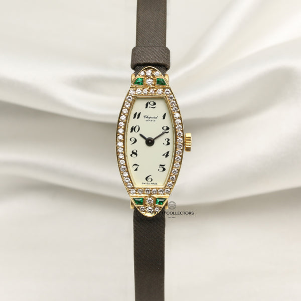 Chopard 18K Yellow Gold Diamond & Emerald Second Hand Watch Collectors 1