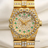 Chopard Lady 18K Yellow Gold Pave Emerald Dial Diamond Bezel Bracelet Second Hand Watch Collectors 2