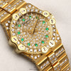 Chopard Lady 18K Yellow Gold Pave Emerald Dial Diamond Bezel Bracelet Second Hand Watch Collectors 5