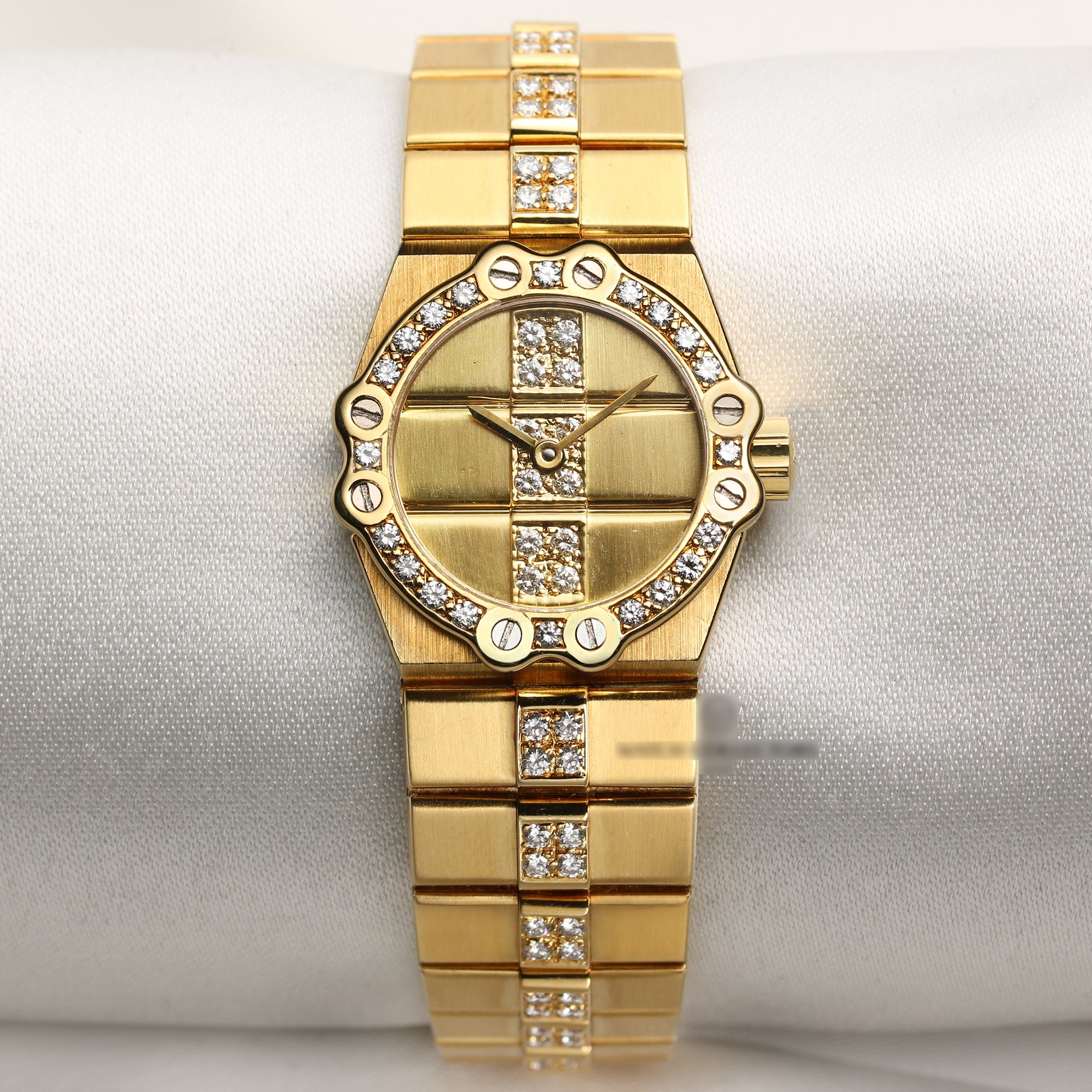 Chopard St Moritz 18K Yellow Gold Diamond Dial Bezel Bracelet