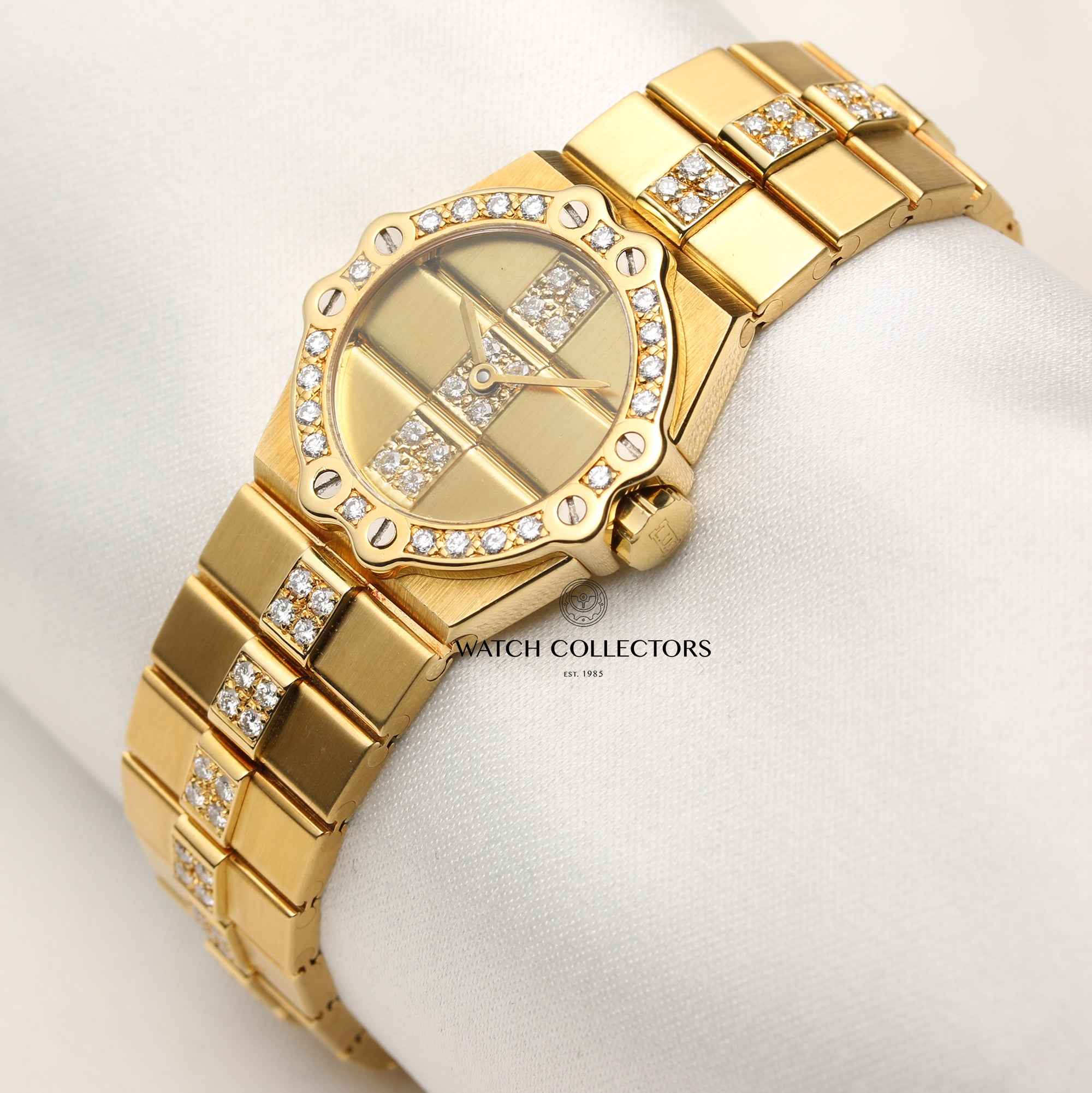 Chopard St Moritz 18K Yellow Gold Diamond Dial Bezel Bracelet