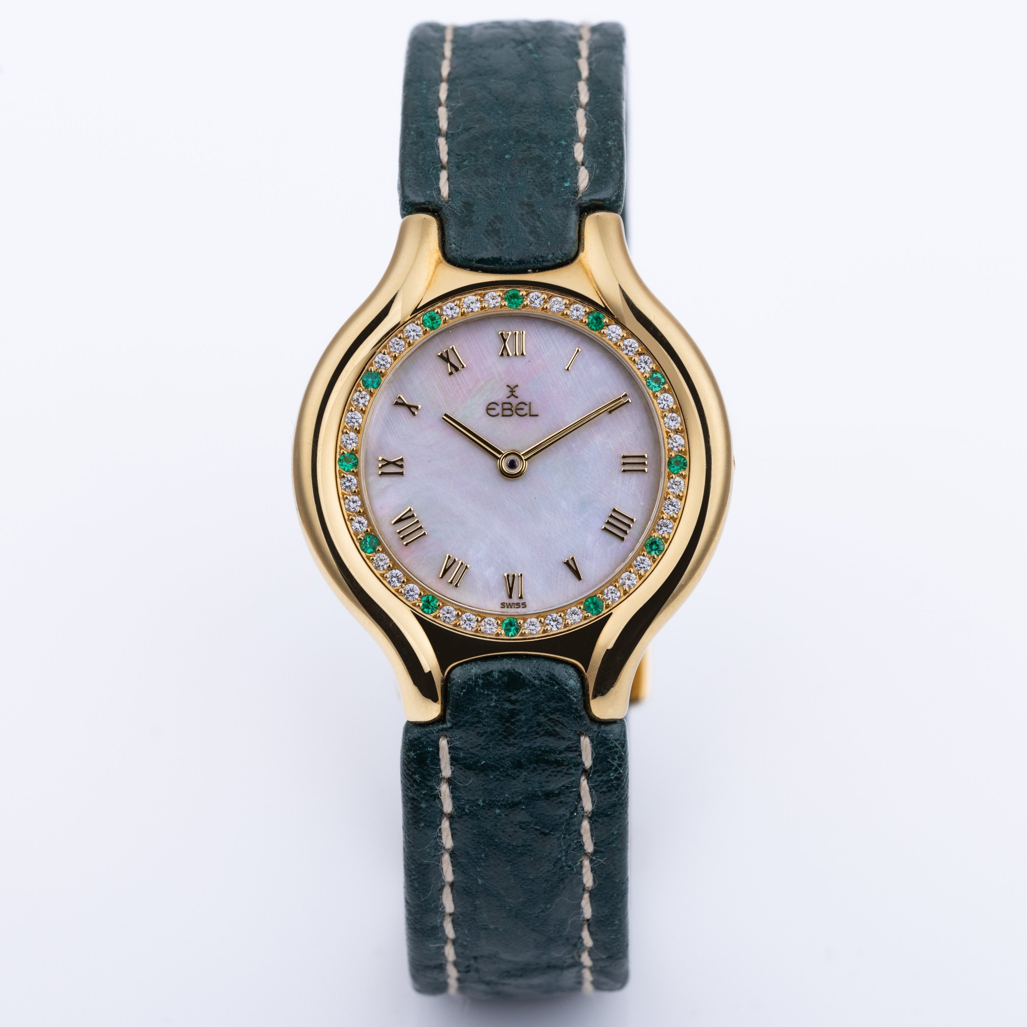 Ebel Beluga | REF. 885940 | Diamond & Emerald Bezel | Mother of Pearl Dial | 18k Yellow Gold | Circa 1990's