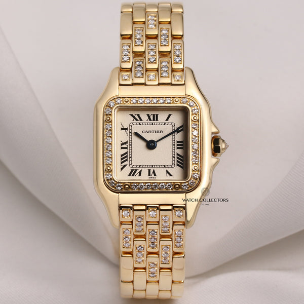 Factory-Cartier-Panthere-18K-Yellow-Gold-Diamond-Bezel-and-Bracelet-Second-Hand-Watch-Collectors-1