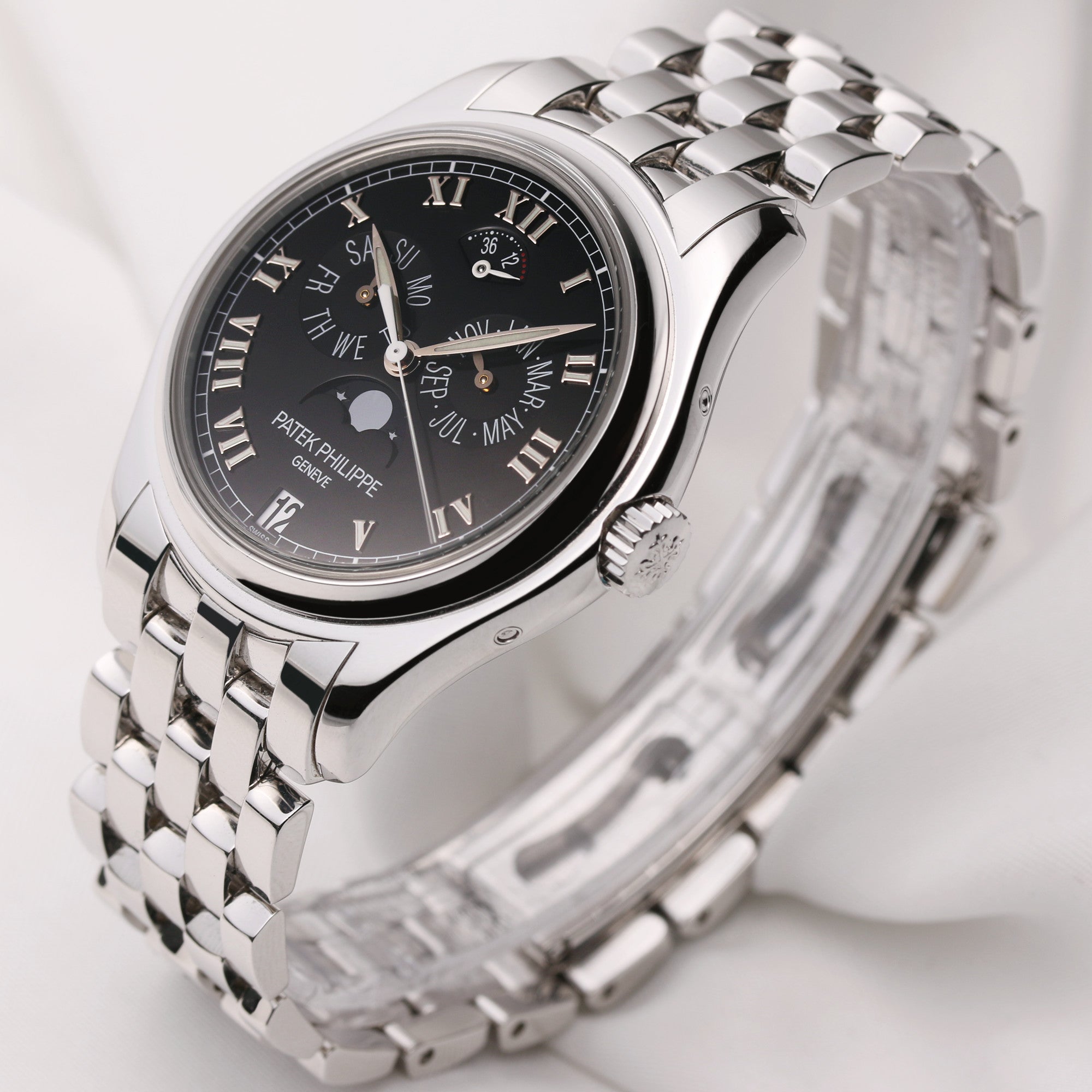 Full Set Patek Philippe 5036-1G-013 Annual Calendar Complications Moonphase 18k White Gold Second Hand Watch Collectors 3