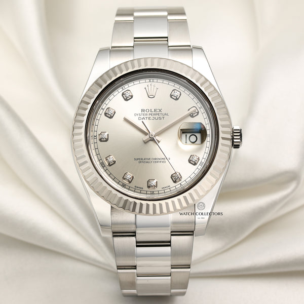 Full Set Rolex DateJust II 116334 Stainless Steel Silver Champagne Dial Second Hand Watch Collectors 1