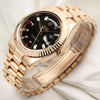 Full Set Rolex Day-Date II 218235 18K Rose Gold Baguette Diamond Ruby Black Dial Second Hand Watch Collectors 3