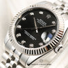 Full Set Rolex Midsize DateJust 178274 Stainless Steel 18K White Gold Bezel Black Diamond Dial Second Hand Watch Collectors 4