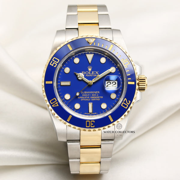 Full Set Rolex Submariner 116613LB Blue Ceramic Steel & Gold Second Hand Watch Collectors 1