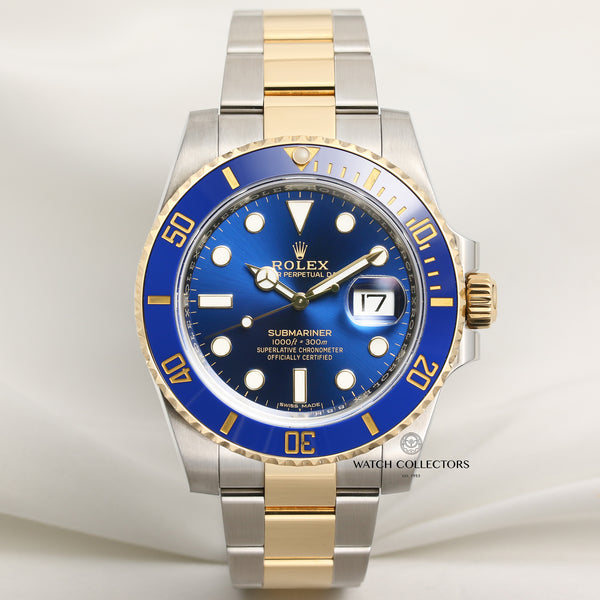 Full Set Rolex Submariner 116613LB Steel & Gold Blue Bezel Second Hand Watch Collectors 1