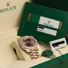 Full Set Unworn Rolex Day-Date 40 228345RBR 18K Rose Gold Diamond Bezel Baguette Chocolate Dial Second Hand Watch Collectors 11