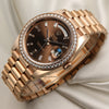 Full Set Unworn Rolex Day-Date 40 228345RBR 18K Rose Gold Diamond Bezel Baguette Chocolate Dial Second Hand Watch Collectors 3