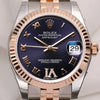 Full Set Unworn Rolex Midsize DateJust 178271 Steel & Rose Gold Purple Diamond Dial Second Hand Watch Collectors 2
