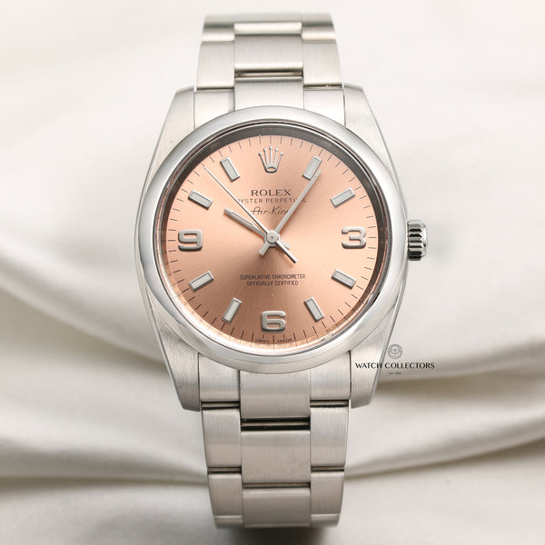 Fullset Rolex Air-King 114200 Pink Dial Stainless Steel Second Hand Watch Collectors 1