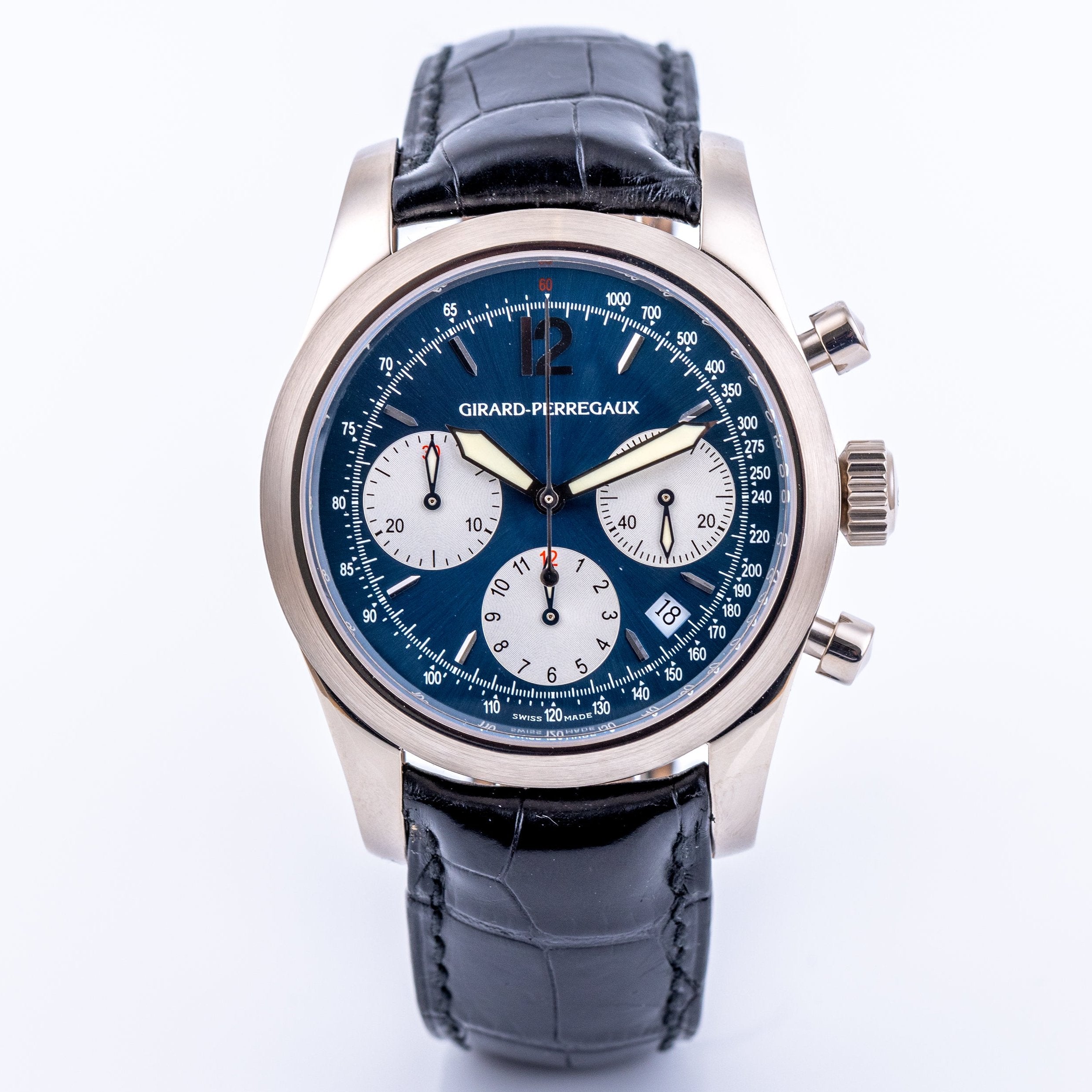 Girard Perregaux Chronograph | REF. 4956 | Blue Dial | 18k White Gold
