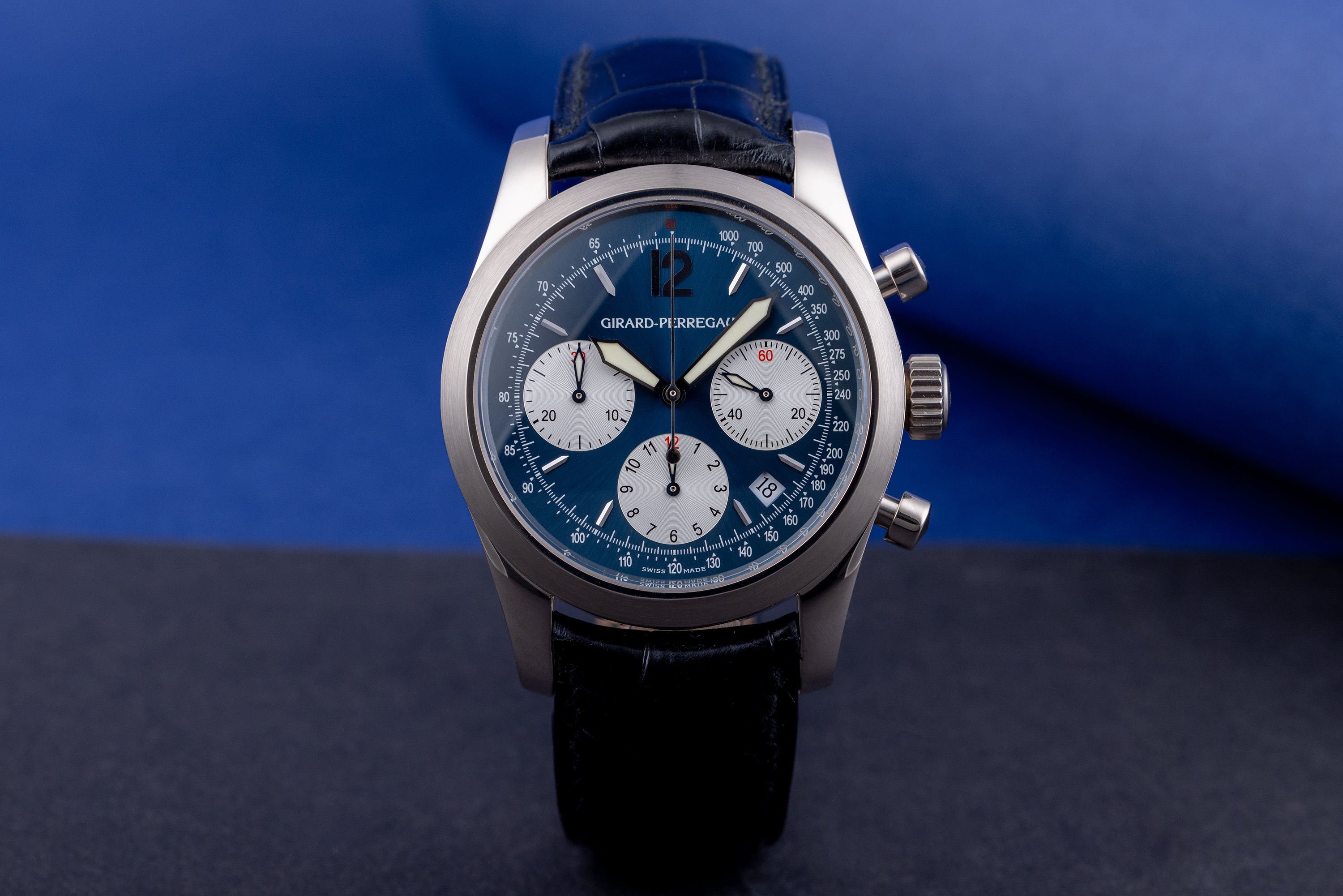 Girard Perregaux Chronograph | REF. 4956 | Blue Dial | 18k White Gold