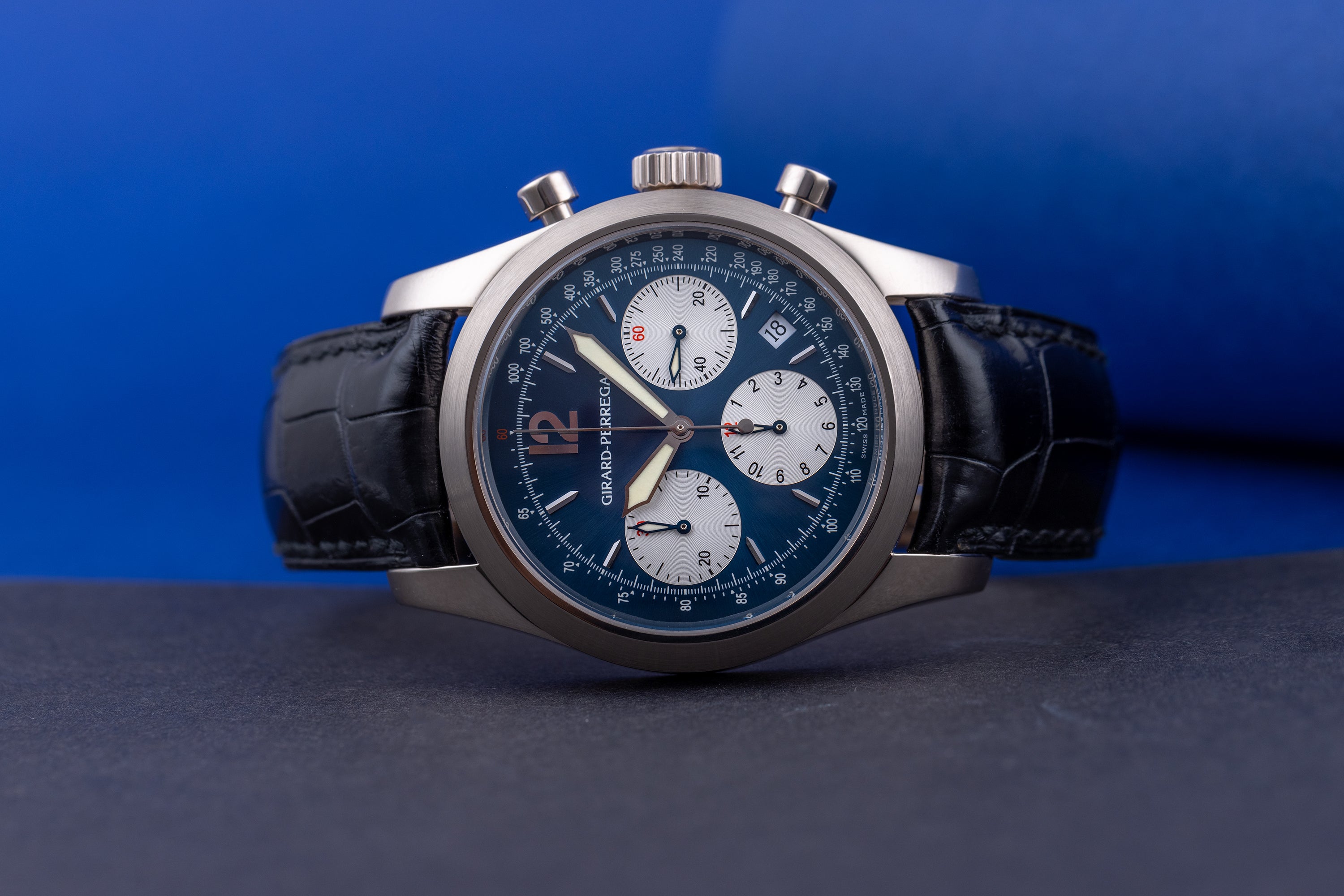 Girard Perregaux Chronograph | REF. 4956 | Blue Dial | 18k White Gold
