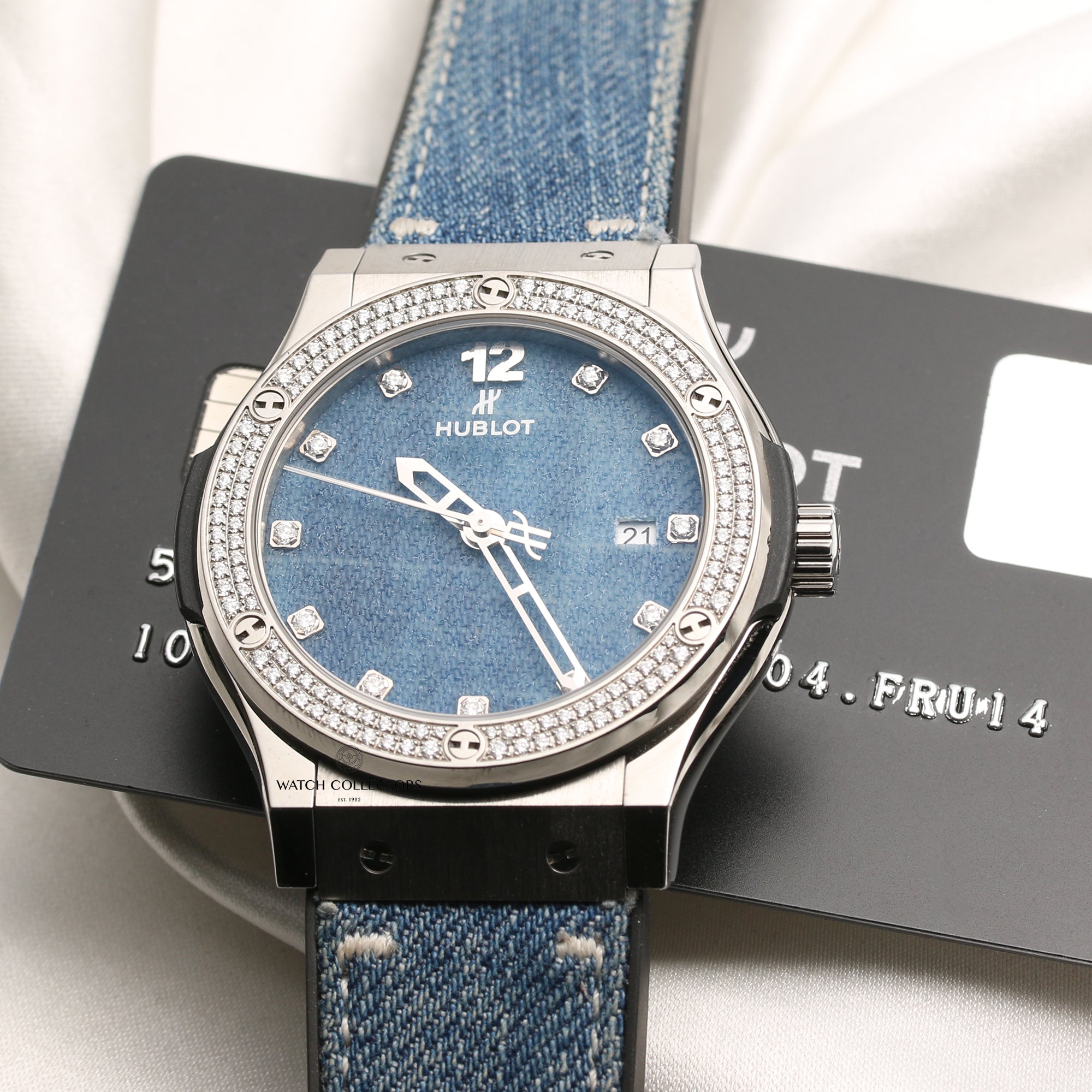 Hublot Jeans Diamond Dial & Bezel 18K White Gold Second Hand Watch Collectors 10
