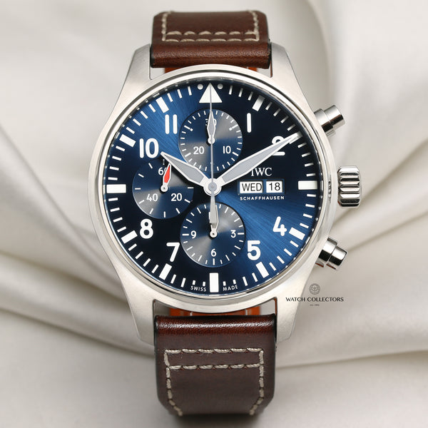 IWC Pilots Watch Chronograph Edition Le Petit Prince IW377714 Stainless Steel Second Hand Watch Collectors 1