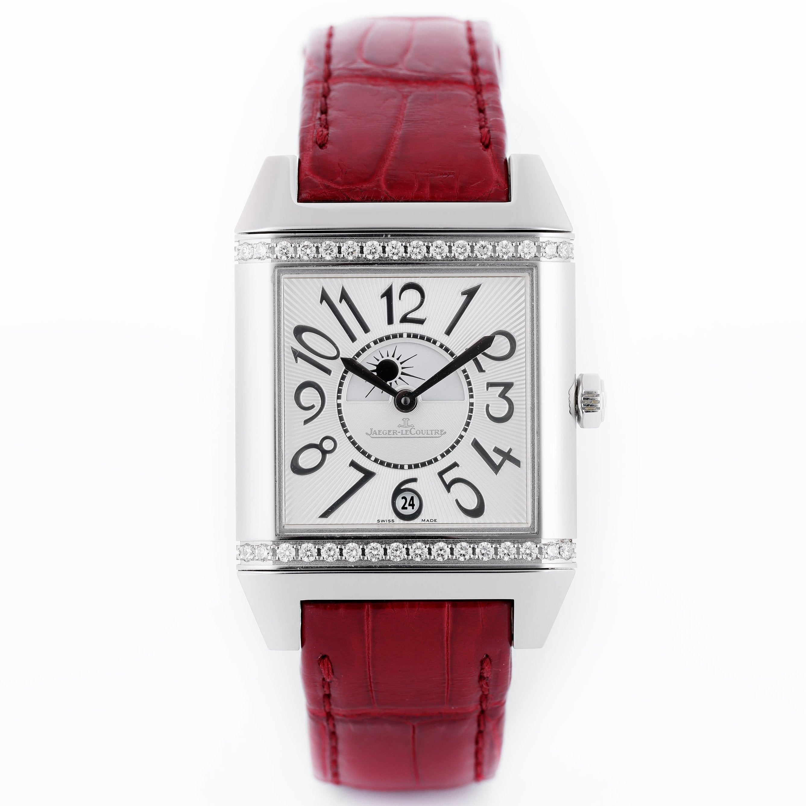Jaeger-LeCoultre Reverso Squadra Lady Duetto | REF. 235.8.76 | Reversible Silver Dial with Diamond Bezel & Black Reverse with Smooth Bezel | Stainless Steel