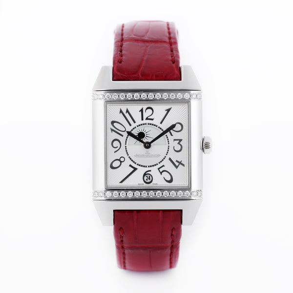 Jaeger-LeCoultre Reverso Squadra Lady Duetto | REF. 235.8.76 | Reversible Silver Dial with Diamond Bezel & Black Reverse with Smooth Bezel | Stainless Steel