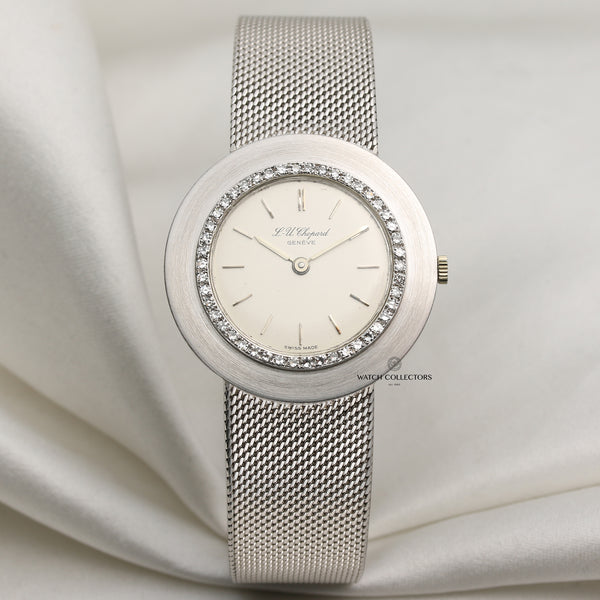 L.U. Chopard 18K White Gold Diamond Bezel Second Hand Watch Collectors 1