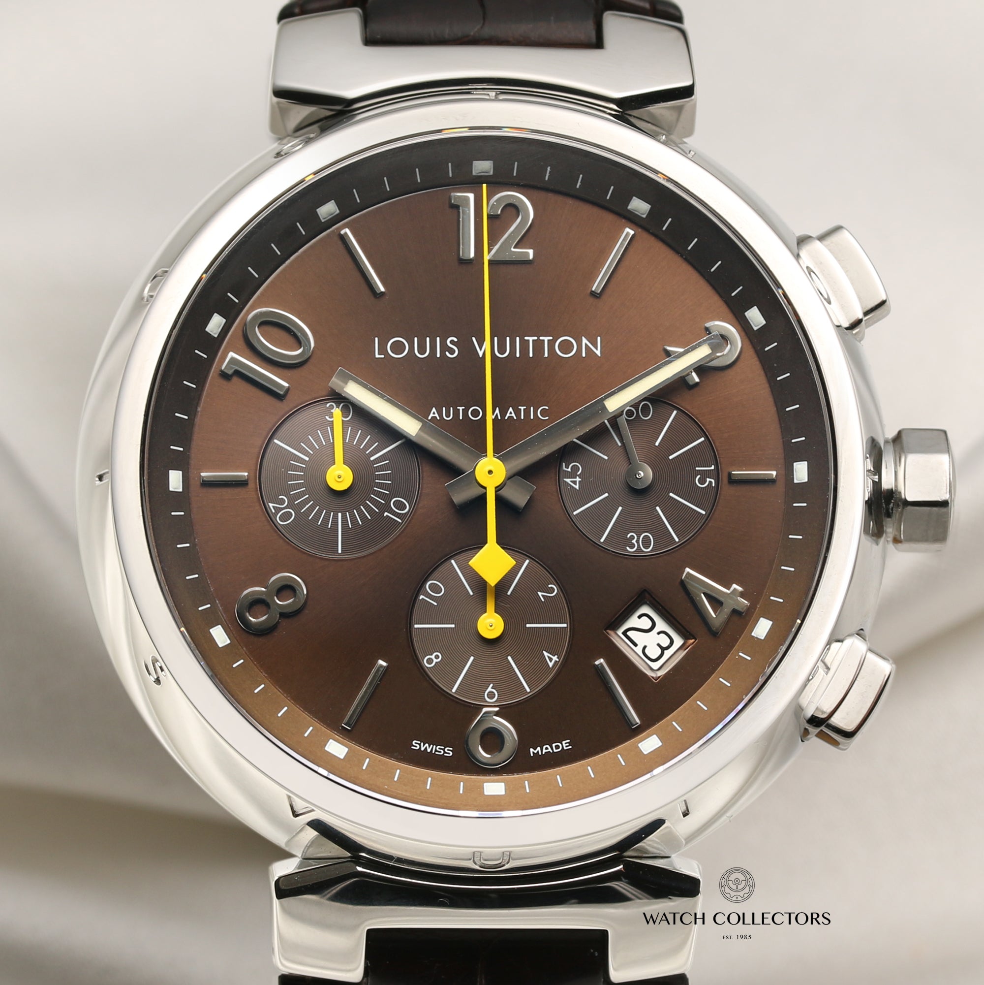 Louis Vuitton Tambour Chronograph Q1121 Date Brown Dial Automatic