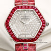 Montega 18K White Gold Ruby Bezel Pave Dial Second Hand Watch Collectors 2