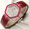 Montega 18K White Gold Ruby Bezel Pave Dial Second Hand Watch Collectors 3