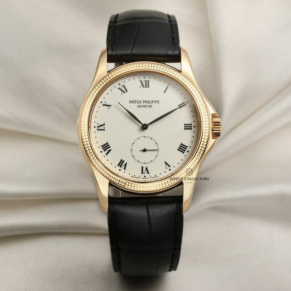 Patek Philippe 18K Yellow Gold Calatrava Hobnail Bezel Second Hand Watch Collectors 1