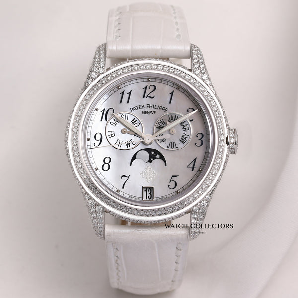 Patek-Philippe-Annual-Calendar-4937G-18K-White-Gold-Mother-of-Pearl-Dial-Factory-Diamond-Bezel-Case-Second-Hand-Watch-Collectors-1