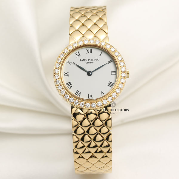 Patek Philippe Calatrava 18K Yellow Gold Diamond Bezel Second Hand Watch Collectors 1