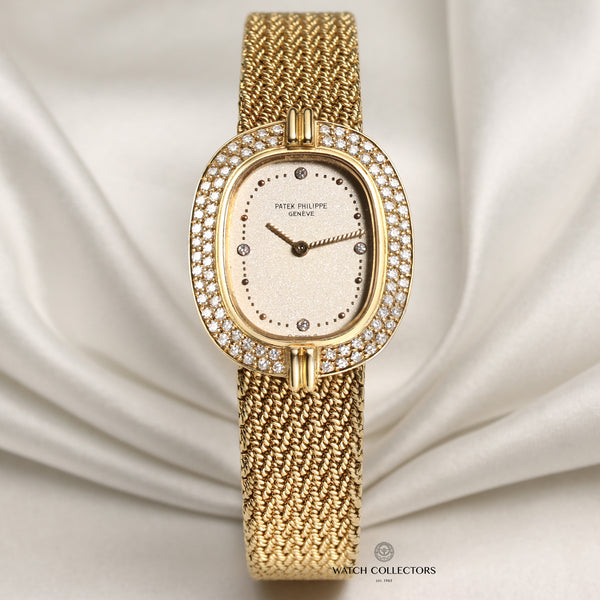 Patek Philippe Ellipse 18K Yellow Gold Diamond Bezel Second Hand Watch Collectors 1