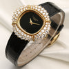 Patek Philippe Ellipse 18K Yellow Gold Onyx Dial Double Row Diamond Bezel Second Hand Watch Collectors 3